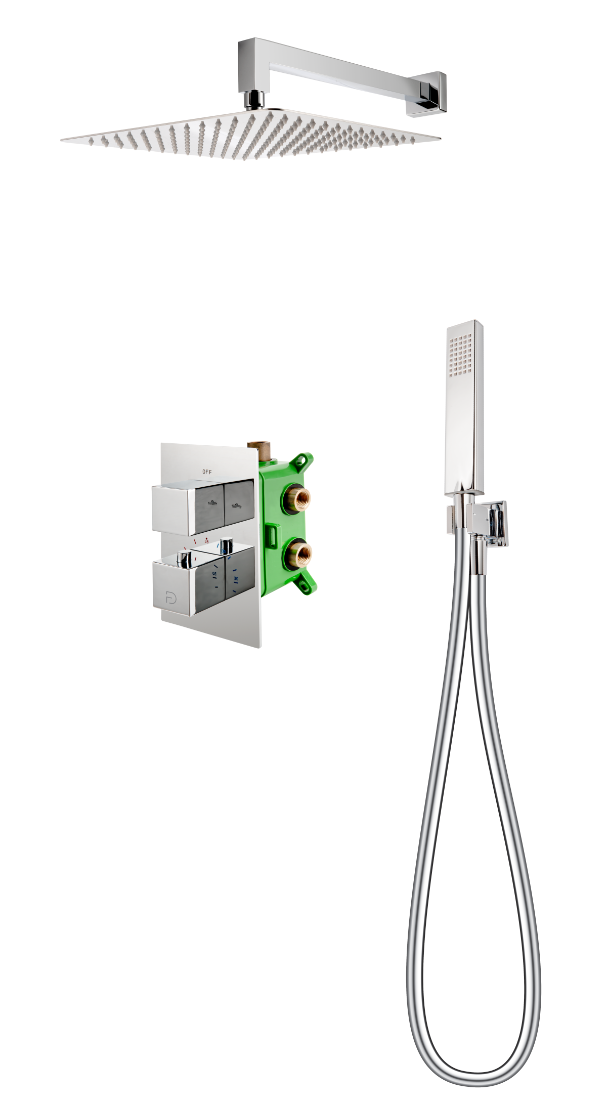 STABILLA, Kompletny system podtynkowy prysznicowy z baterią termostatyczną i deszczownią